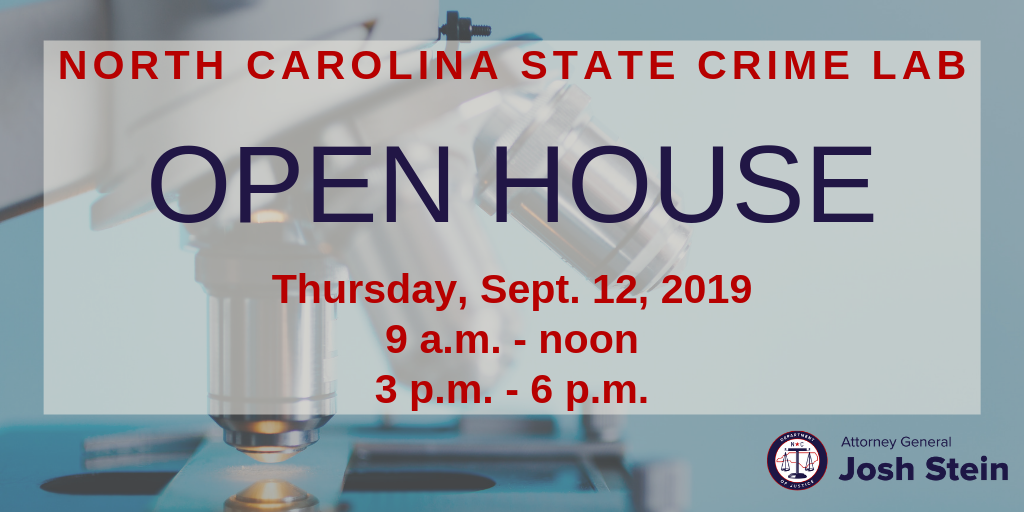 NC State Crime Lab Open House Thursday, September 12, 2019