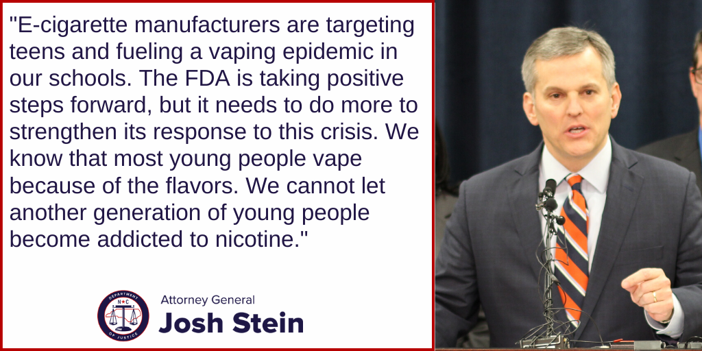 Attorney General Stein to FDA Do More to Protect Our Kids from