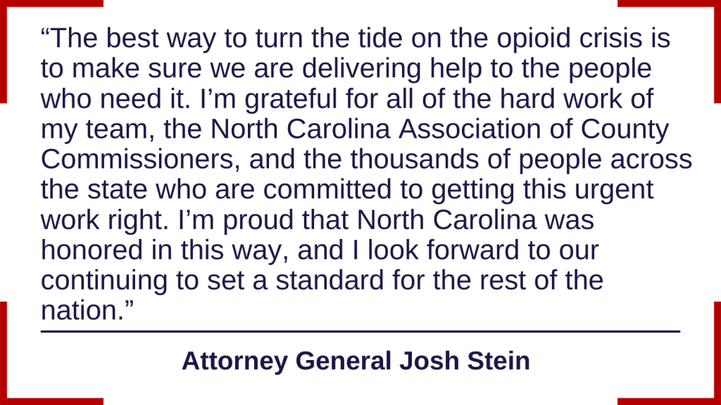 North Carolina Recognized for Efforts to Combat the Opioid Crisis and