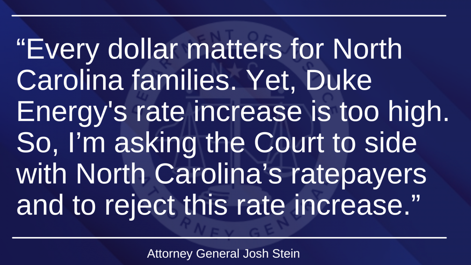 Attorney General Josh Stein Appeals Duke Energy Rate Increase NCDOJ