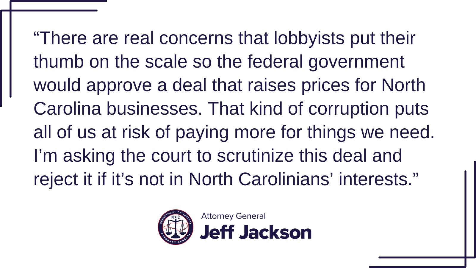 Attorney General Jeff Jackson Opposes HPE/Juniper Merger Over Corruption Concerns